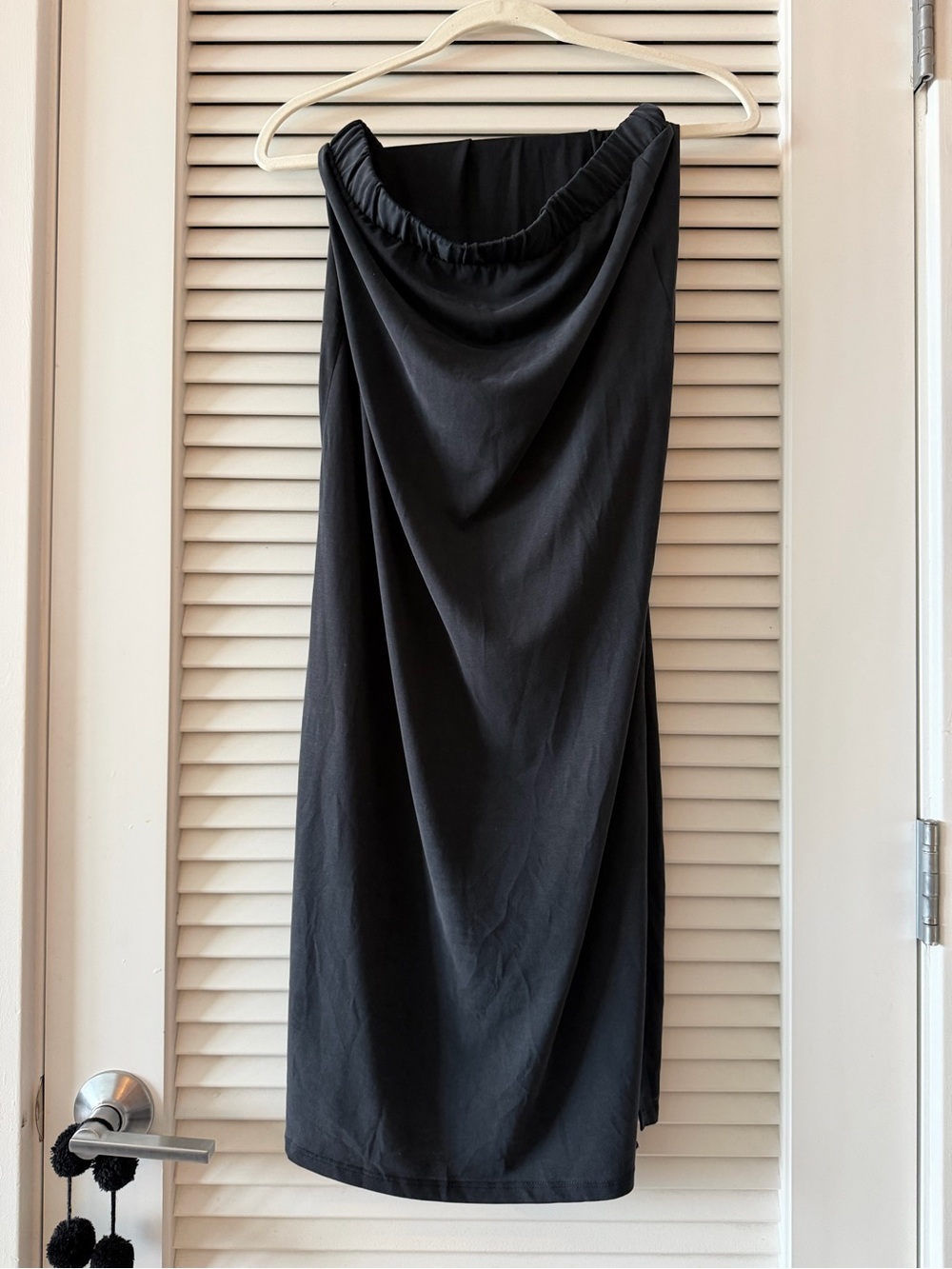 VILA Black Draped Midi Skirt